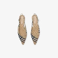Check Dame Slingback Ballerinas​ in Sand - Women, Linen | Burberry® Official