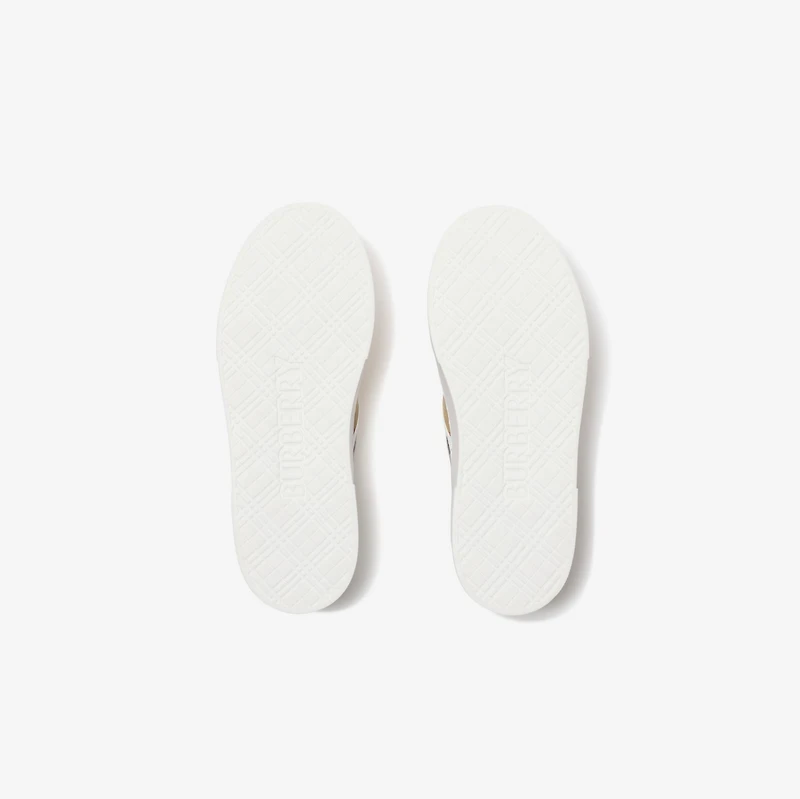 Check Cotton Slip-on Sneakers in Sand beige - Children | Burberry® Official