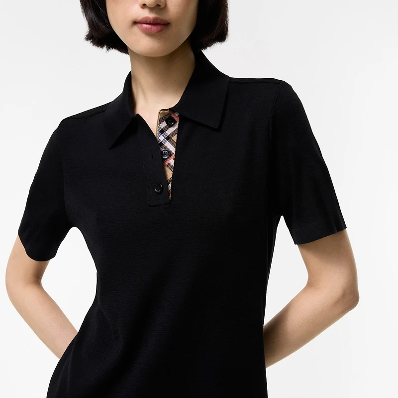 Wool Polo Shirt Dress in Black - Women | Burberry® Official