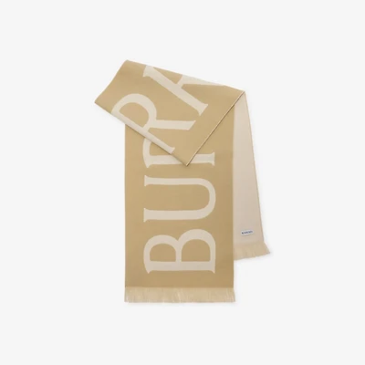 Logo Wool Scarf in Sand | Burberry® Official