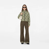 Cropped Reversible Check Hooded Jacket in Skylark - Women, Nylon | Burberry® Official