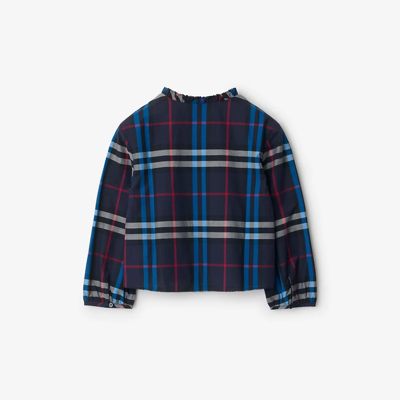 Check Cotton Poplin Top in Storm | Burberry® Official