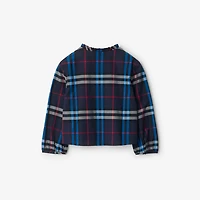 Check Cotton Poplin Top in Storm | Burberry® Official