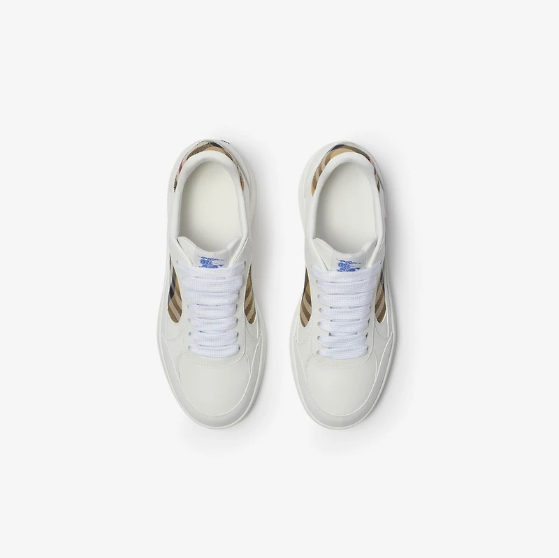 Leather and Check Terrace Sneakers​ in /sand
