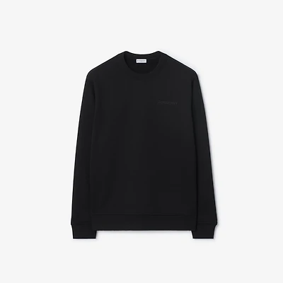 Logo Cotton Sweatshirt in Black - Men | Burberry® Official