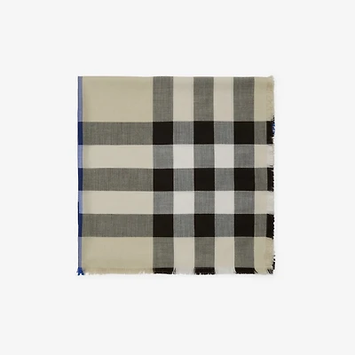 Check Cashmere Silk Scarf in Lichen | Burberry® Official