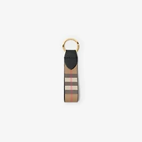 Check Leather Key Fob in Black - Women | Burberry® Official