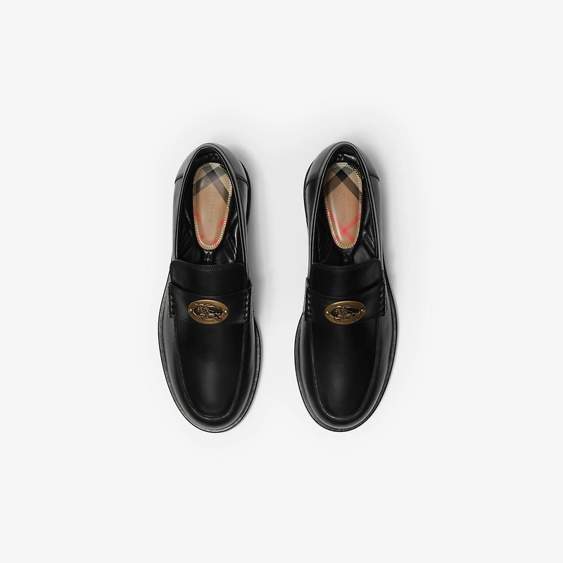 Leather Pembroke Loafers in Black - Men | Burberry® Official