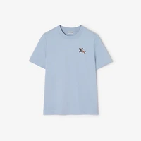 Knight Check Cotton T-shirt in Sunbleached blue - Women | Burberry® Official