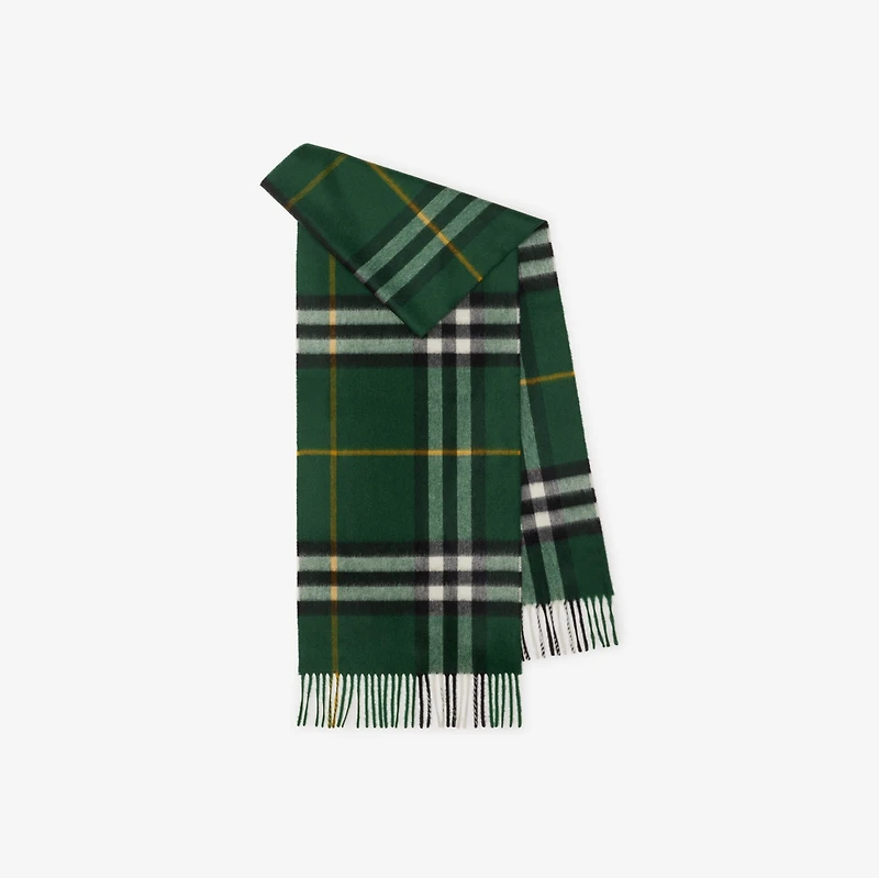 Check Cashmere Scarf in Dark fern green | Burberry® Official