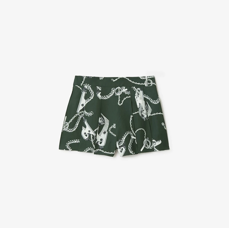 Knight Hardware Taffeta Shorts in Silver/green - Women | Burberry® Official