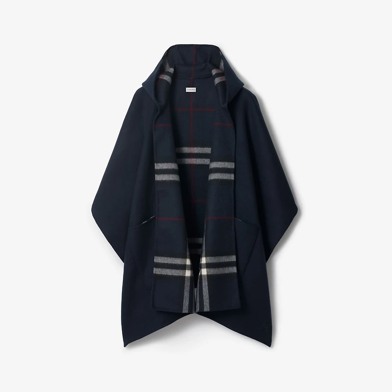 Cashmere Hooded Cape in Ink blue | Burberry® Official