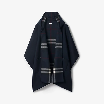 Cashmere Hooded Cape in Ink blue | Burberry® Official