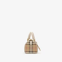 Mini Check Bowling Bag in Vintage check/soap beige - Women, Technical, Cotton | Burberry® Official