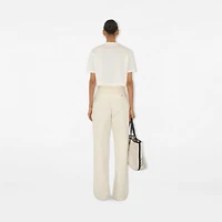 Cropped Cotton T-shirt in Chalk - Women | Burberry® Official