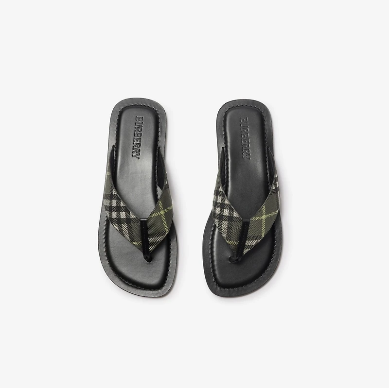 Check Pavilion Sandals​ in Thicket green - Men | Burberry® Official