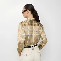Regular Fit Belt Check Viscose Shirt in Sand beige - Women | Burberry® Official