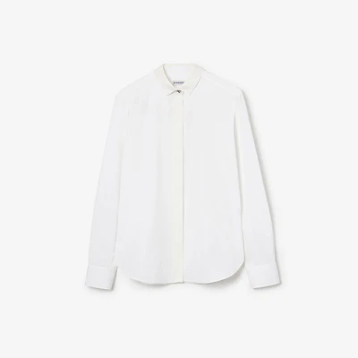 Classic Fit Grosgrain Trim Cotton Shirt in Optic white - Women | Burberry® Official