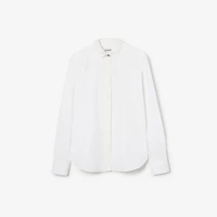 Classic Fit Grosgrain Trim Cotton Shirt in Optic white - Women | Burberry® Official