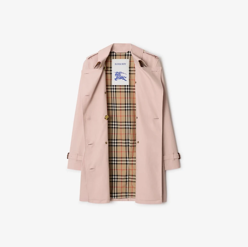 Short Tropical Gabardine Kensington Trench Coat in Pale sugar pink - Women, Cotton Gabardine | Burberry® Official