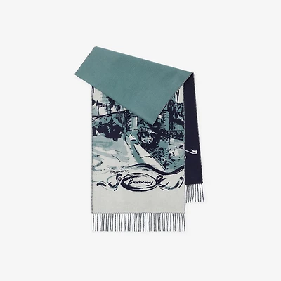 Castle Cashmere Scarf in Navy | Burberry® Official