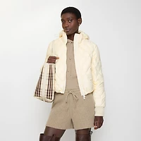 Check-stitch Nylon Delley Puffer Jacket in Ceramic white - Women | Burberry® Official