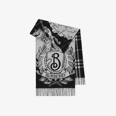 Wide Reversible Stormy Knight Scarf in Black/calico | Burberry® Official