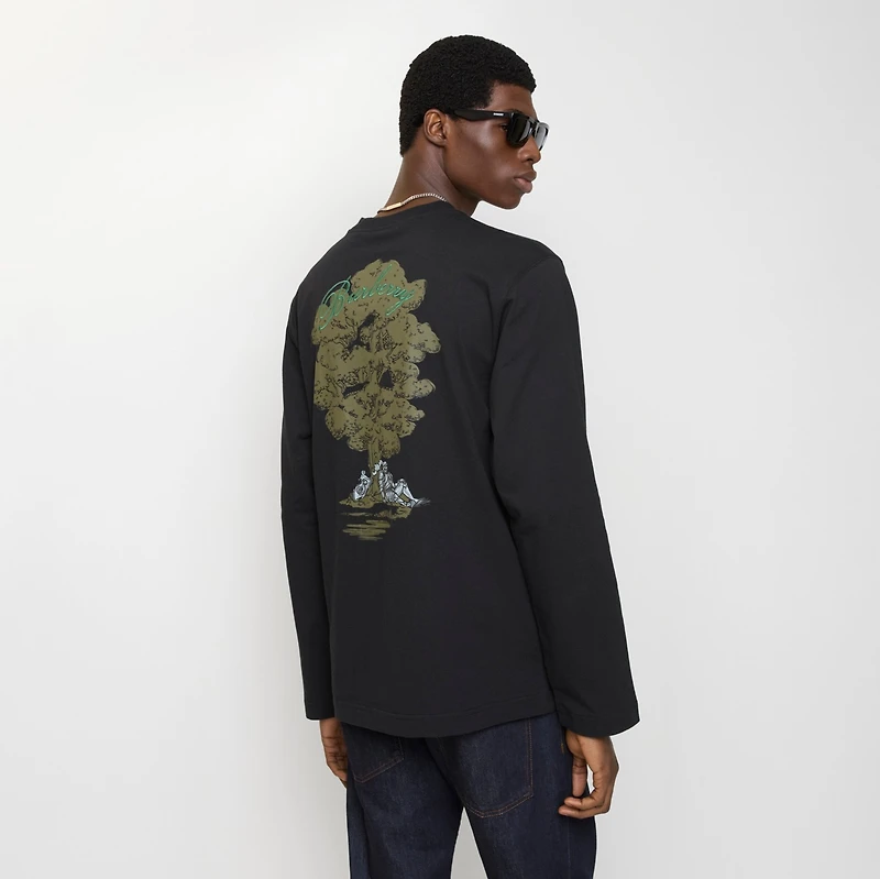 Long-sleeve Sleeping Knight Cotton T-shirt in Black - Men | Burberry® Official