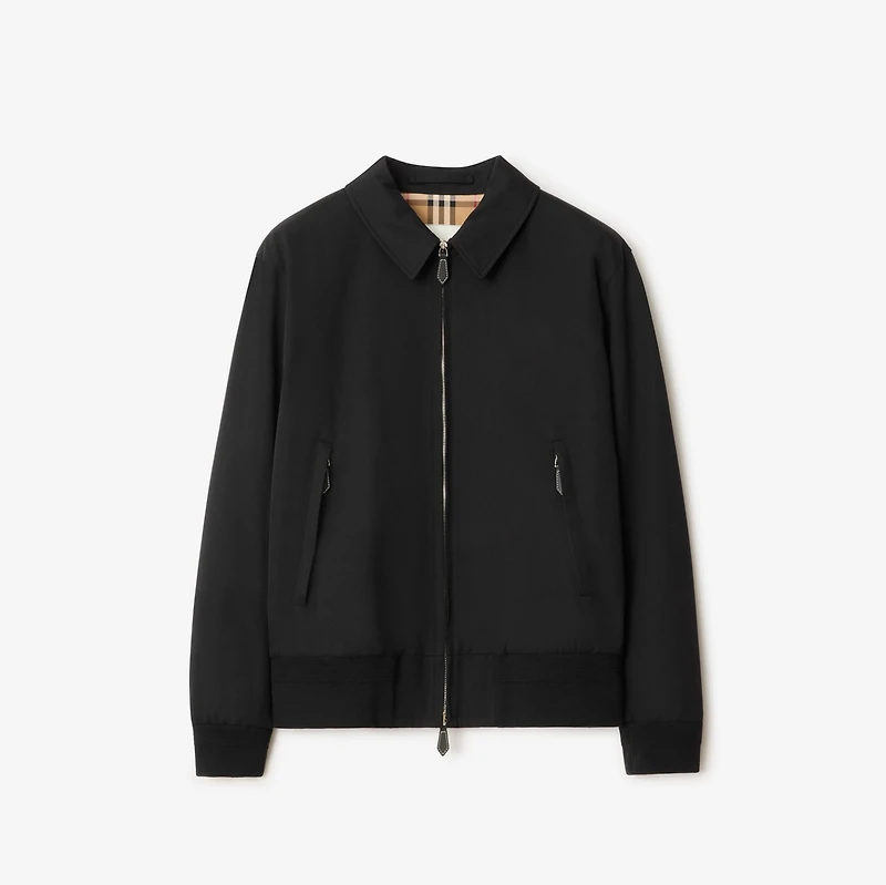 Gabardine Harrington Jacket in Black - Men | Burberry® Official