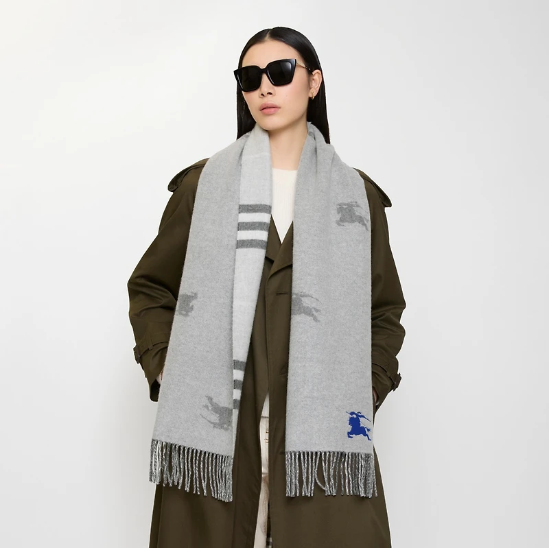 Reversible EKD Check Cashmere Scarf in Mitten grey | Burberry® Official