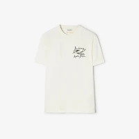 Feather Print Cotton T-shirt in Chalk white - Men | Burberry® Official