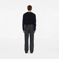 Check Trim Wool Sweater in Black - Men | Burberry® Official