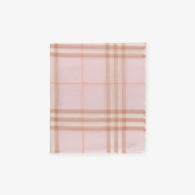 Wide Check Wool Scarf in Quartz pink | Burberry® Official