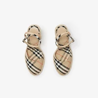 Check Mews Espadrille Pumps​ in Sand - Women, Linen | Burberry® Official