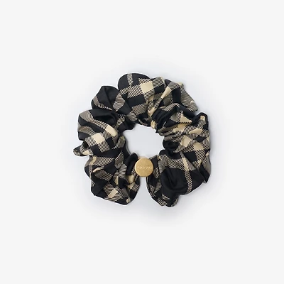 Check Silk Scrunchie in Black/calico beige | Burberry® Official