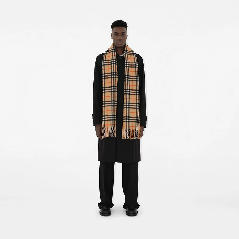 Check Cashmere Scarf in Sand | Burberry® Official