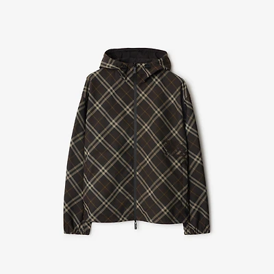 Reversible Check Hooded Jacket in Truffle brown - Men | Burberry® Official
