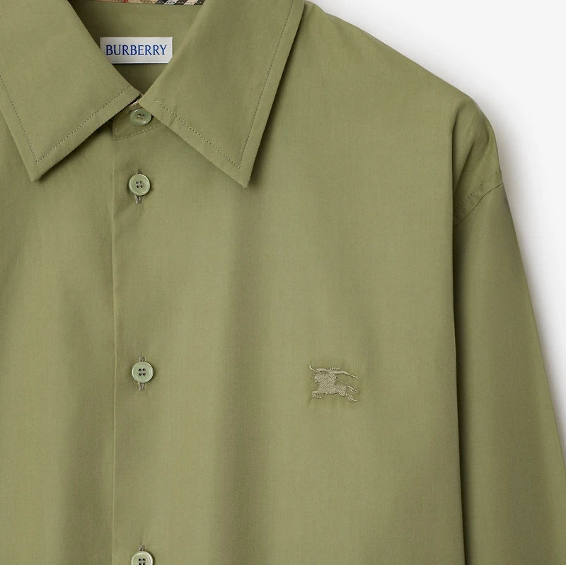 Slim Fit Cotton Shirt in Wreath green - Men | Burberry® Official