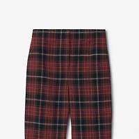 Check Wool Blend Tailored Trousers in Poppy red - Women | Burberry® Official