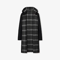 Reversible Wool Hooded Wrap Coat in Black/snug - Women | Burberry® Official