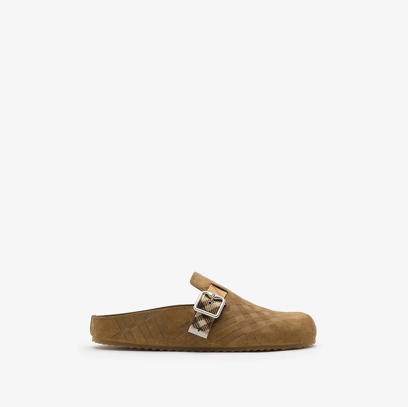 Check Suede Urchin Clogs in Jute - Men | Burberry® Official