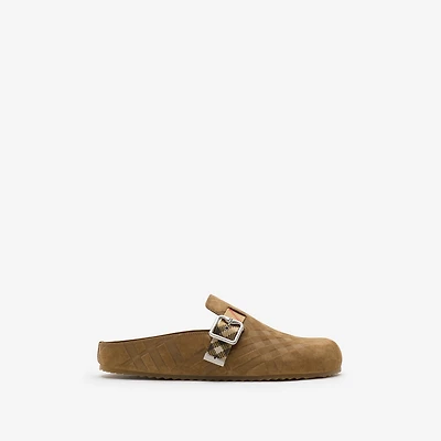 Check Suede Urchin Clogs in Jute - Men | Burberry® Official