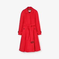 Long Gabardine Ellingham Fit-and-flare Car Coat in Crayon red - Women, Cotton Gabardine | Burberry® Official
