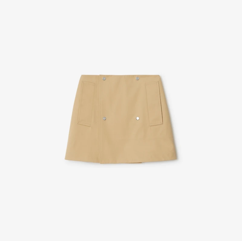 Bonded Gabardine Trench Mini Skirt in Flax - Women, Technical | Burberry® Official