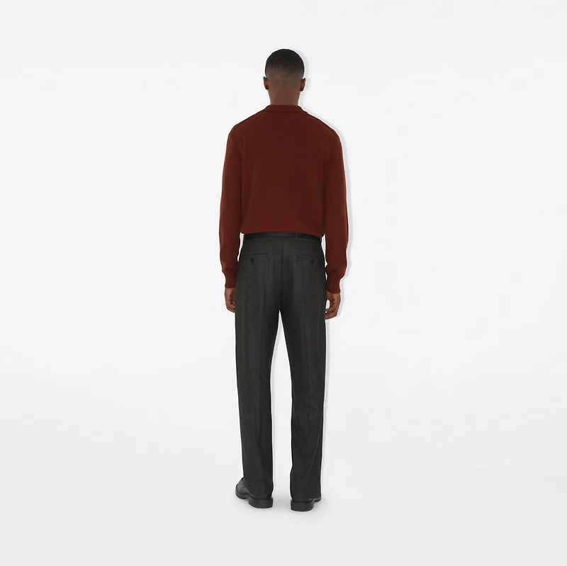 Long-sleeve Wool Polo Shirt in Box red - Men | Burberry® Official
