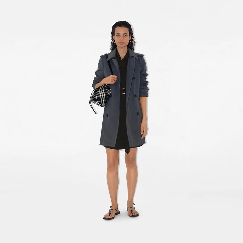 Short Cotton Blend Trench Coat in Magnet - Women, Tropical Gabardine | Burberry® Official