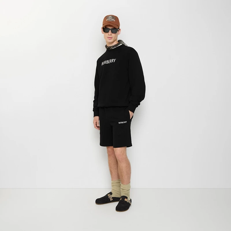 Logo Cotton Shorts in Black - Men | Burberry® Official