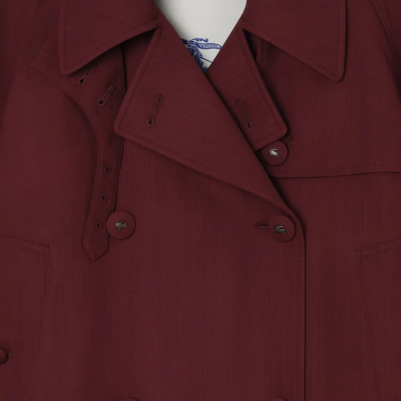 Cropped Wool Mayfair Trench Jacket in Vineyard red - Women | Burberry® Official