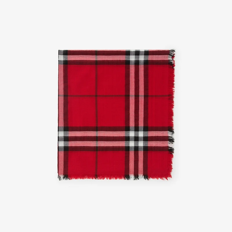 Wide Check Wool Scarf in Post red | Burberry® Official