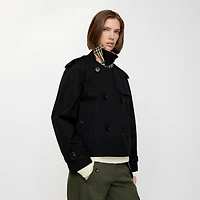 Cropped Gabardine Mayfair Trench Jacket in Black - Women | Burberry® Official